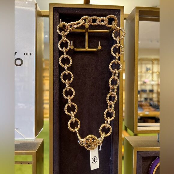 Tory Burch Textured Rope Necklace, Gold, Style 137691, RETAIL $278 - Picture 6 of 9